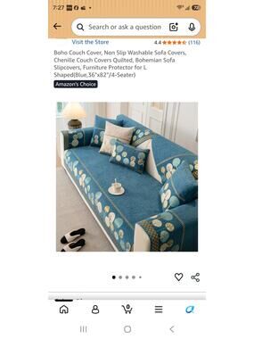 Boho Couch Cover Non Slip Washable Sofa Covers for L Shaped(Blue36"x82"/4Seater)